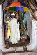 Priest in his monastery at Tana lake. He shows holy relics. North,  Ethiopia.