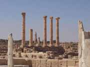 Archaeological Site of Sabratha, Phoenician trading-post was part of the Numidian Kingdom of Massinissa before being Romanized and rebuilt in the 2nd and 3rd centuries A.D. Libya.