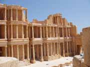 Archaeological Site of Sabratha, Phoenician trading-post was part of the Numidian Kingdom of Massinissa before being Romanized and rebuilt in the 2nd and 3rd centuries A.D. Libya.