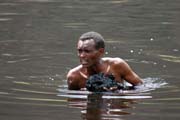 The salt is retrieving from the lake without any mechanization. Salt Lake, El Sod. Ethiopia.