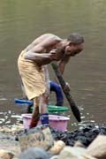 The salt is retrieving from the lake without any mechanization. Salt Lake, El Sod. Ethiopia.