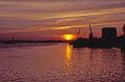 Sunset over Rejang river at Sibu town. Malaysia.