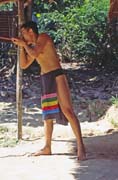 Punan tribe use for hunting blowpipes. Cultural village near Kuching. Malaysia.