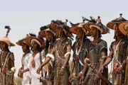 Men from nomadic Wodaab tribe (also called Bororo) are performing their beauty dance called Yaake at their Gerewol festival. Niger.