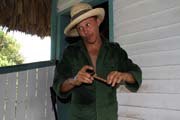 Cigar is almost ready, tobacco farm, Vinales valley (Valle de Vinales). Cuba.