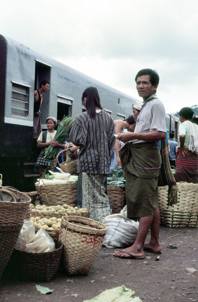 At railway station. Area around Kalaw village. Myanmar (Burma).