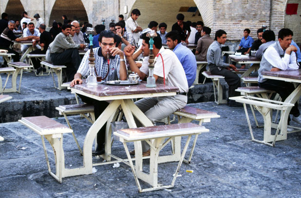 Tea house at Si-o-Seh bridge. Esfahan. Iran.