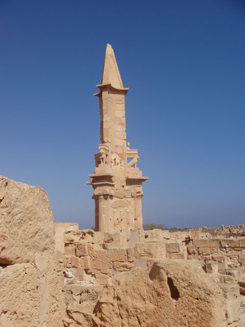 Archaeological Site of Sabratha, Phoenician trading-post was part of the Numidian Kingdom of Massinissa before being Romanized and rebuilt in the 2nd and 3rd centuries A.D. Libya.
