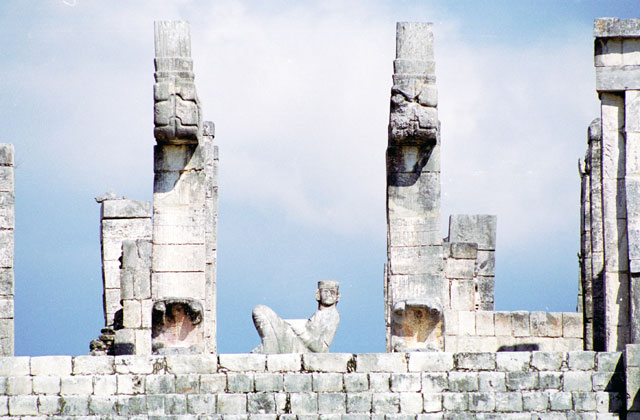 Chichen Itza,Plaza of A Thousand Columns and Temple of the Warriors, built between 900 and 1200 A.D. Mexico.
