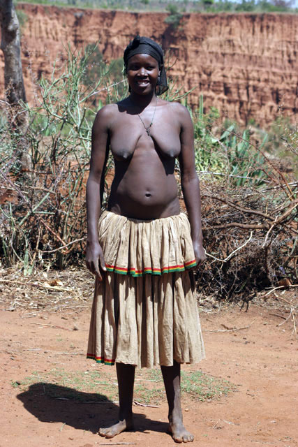 Woman in traditional dress, Konso. South,  Ethiopia.