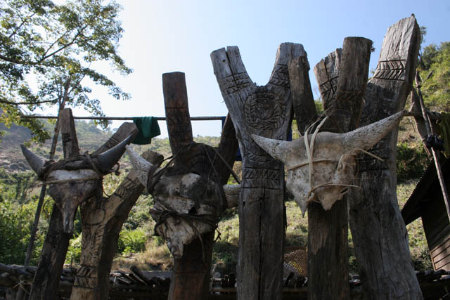 Place for sacrifices and ceremonies. Kyartho village, Chin State. Myanmar (Burma).
