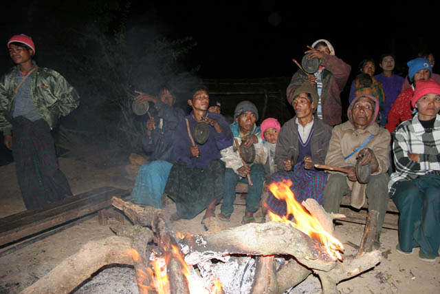 Evening singing and dancing. Aye village, Chin State. Myanmar (Burma).