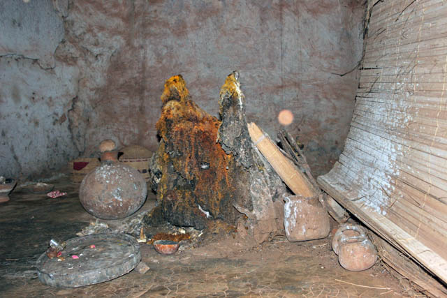 Altar at Voodoo temple "Temples des Serpents", Ouidah town. Benin.