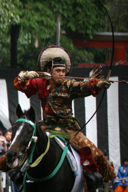Tsurugaoka Hachiman-gu Shrine Reitaisai (Annual Festival). Today is held Yabusame - traditional japanese horseback archery. Kamakura town. Japan.